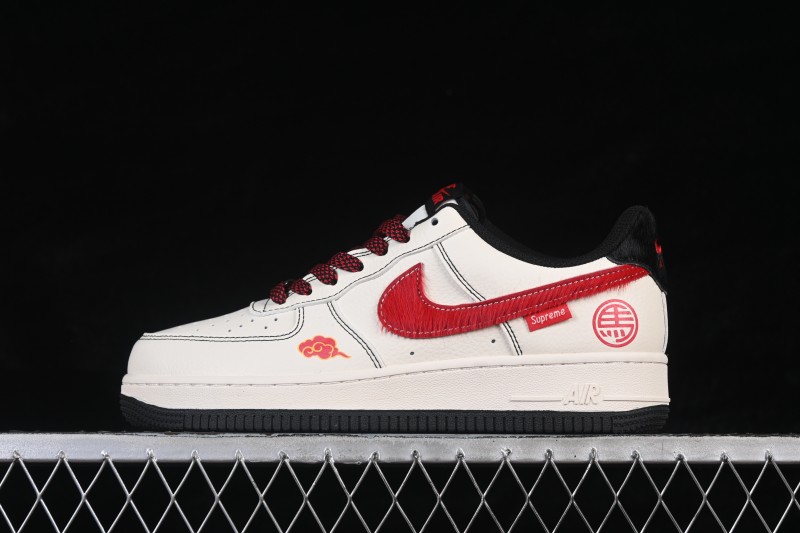 Nike Air Force 1 '07 Low Year of the Horse White Red Horsehair Casual Sneakers - QW5288-126