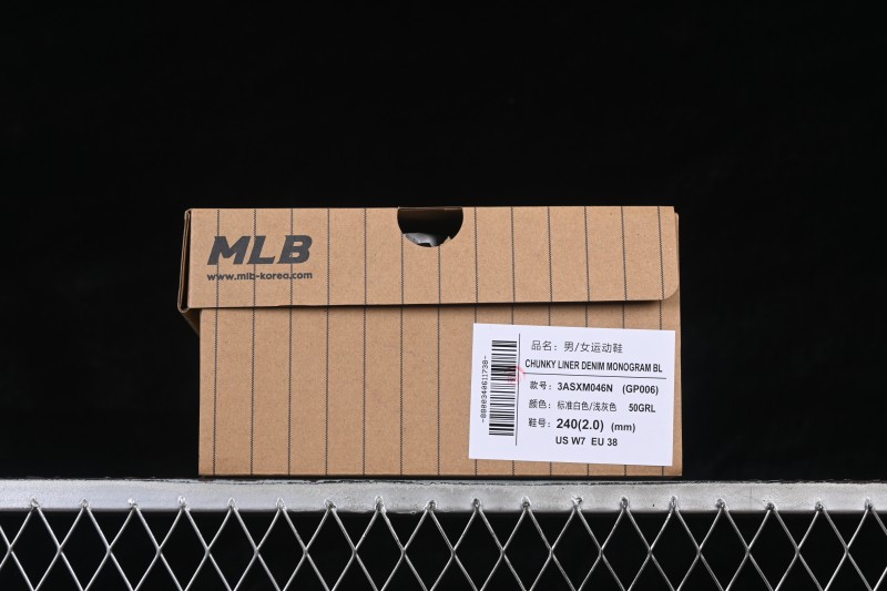NY MLB Bigball Chunky Liner Denim Monogram New York Yankees Elevated Casual Sneakers - 3ASXM046N50GRL