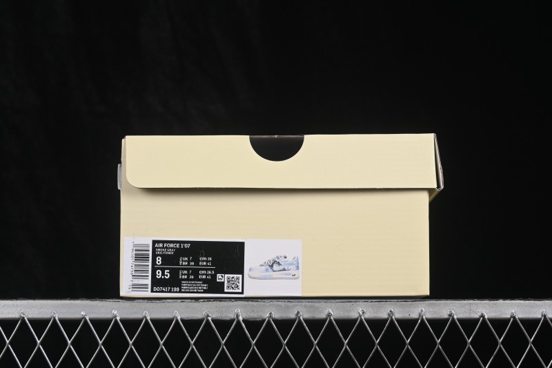 Nike Air Force 1 '07 Low Icefield Snowfall Hand-Painted Sneakers with Frosted Snowflake Design - DO7417-199