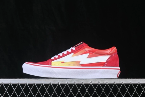 Revenge x Storm Old Skool Lightning Low-Top Skate Shoes Red Flame