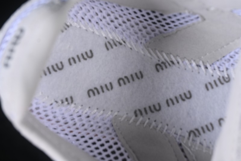 Miumiu Gymnasium 26s Spring Summer Runway Multi-Element Clash Round Toe Lace-Up Mesh German Trainer Shoes Leather