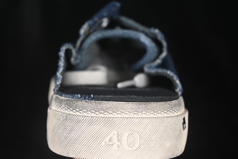 Balenciaga Paris Low Top Lace-Up Mules with Distressed Finish - W3RCL4090