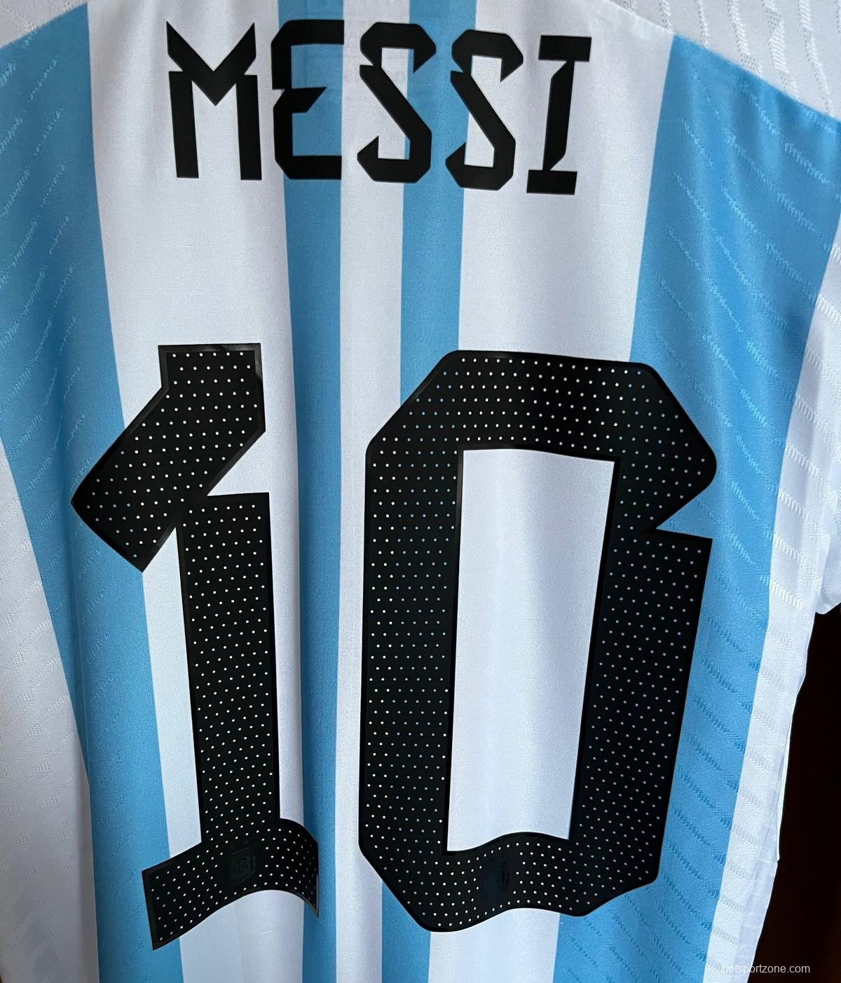 Player Version 2 Stars Argentina Home Final Match Jersey With Full Patch