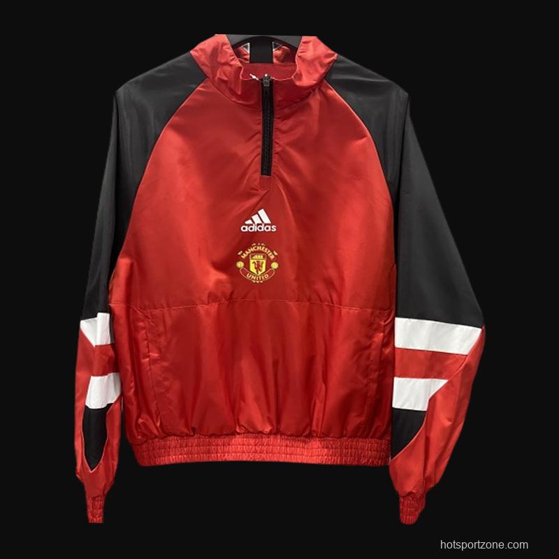 23/24 Manchester United Red half Zipper Windbreaker