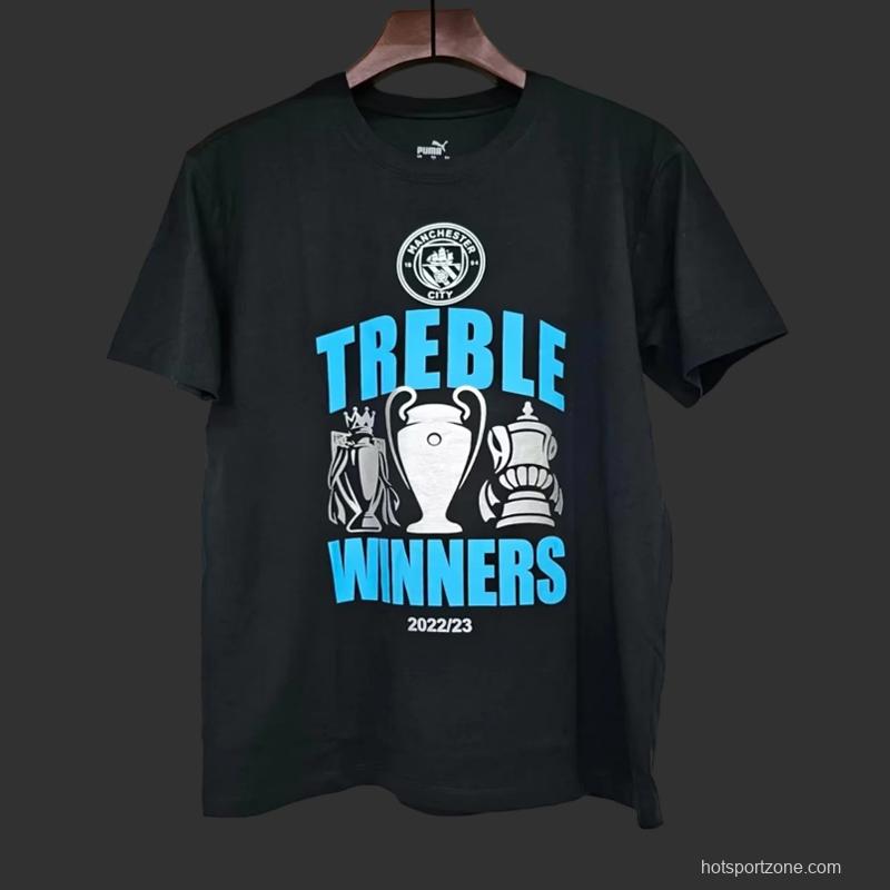 23/24 Manchester City Black Treble Winners T-Shirt