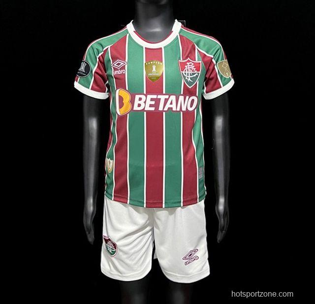 23/24 Kids Fluminense Home Jersey With Full Patch