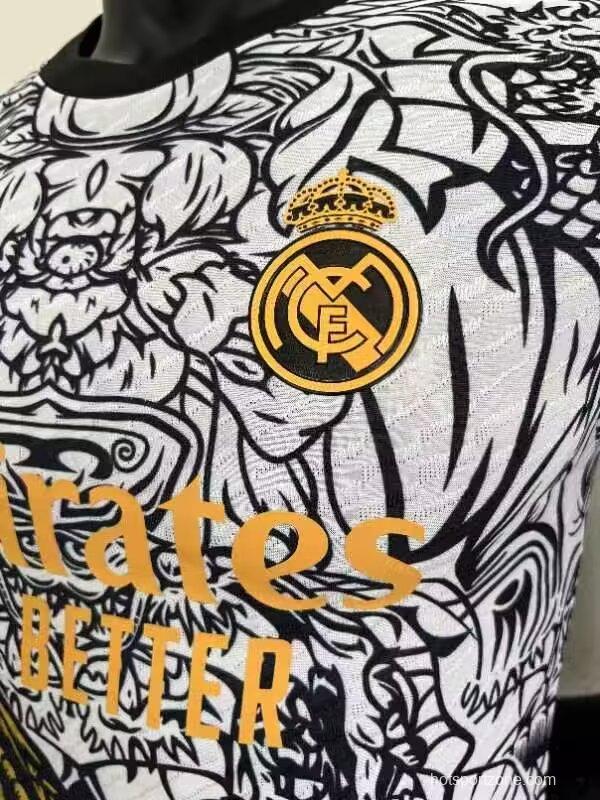 Player Version 23/24 Real Madrid White Golden Dragon Special Jersey