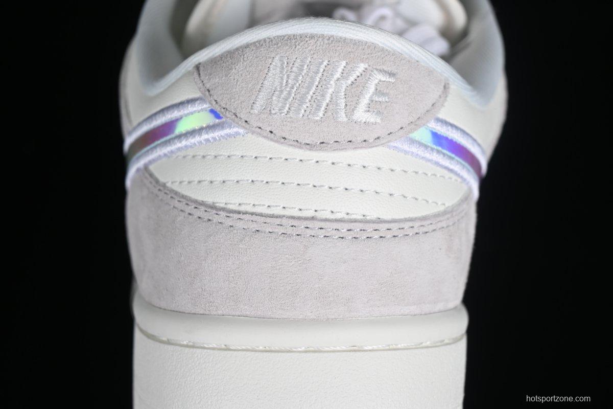 Nk Dunk Low "Iridescent Swoosh" Beige Rainbow SB Low-Top Sneakers