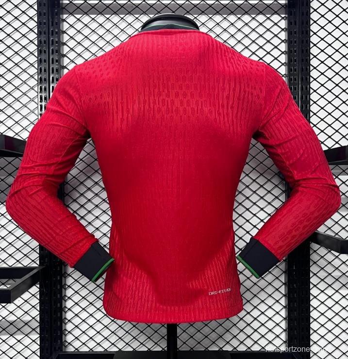 Player Version 2024 Portugal Home Long Sleeve Jersey