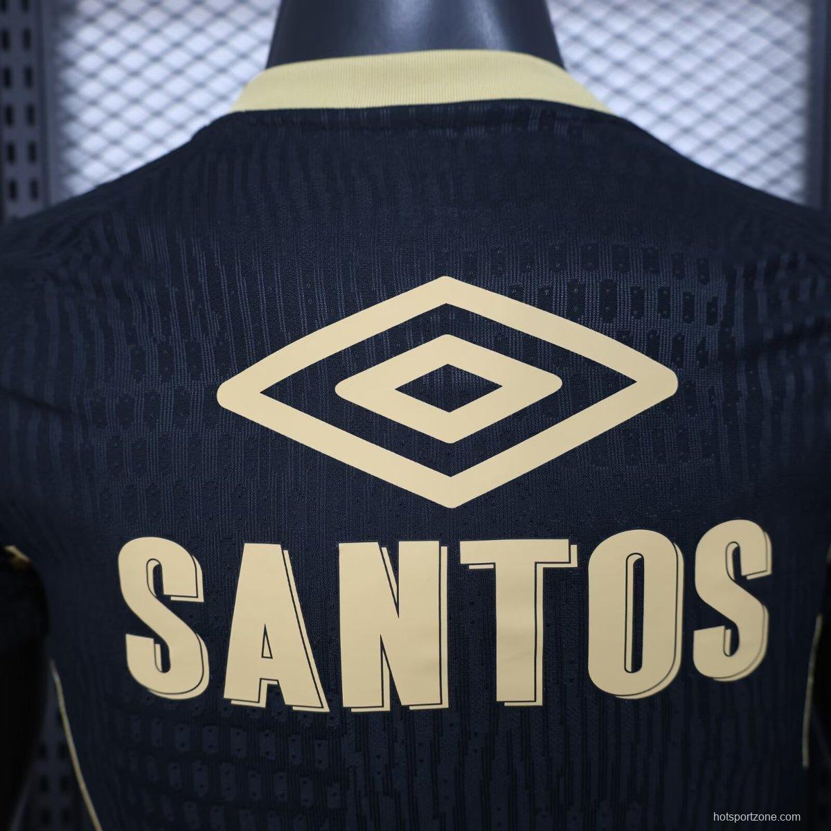 Player Version 25/26 Santos FC Black with Textured Pattern Jersey With Full Sponsors