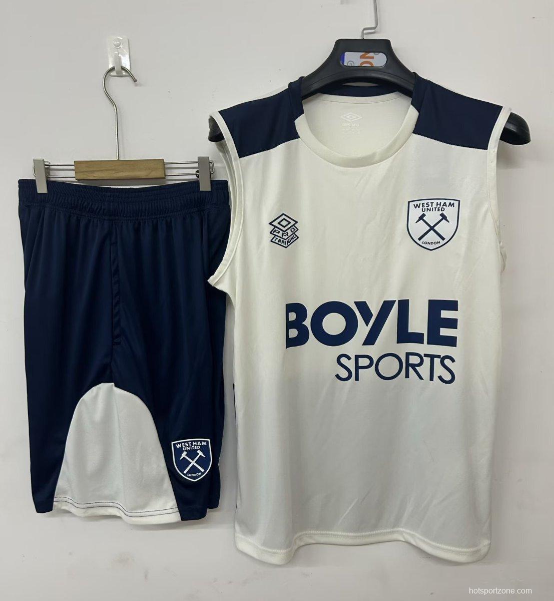 25/26 West Ham United Vest Jersey Beige+ Shorts