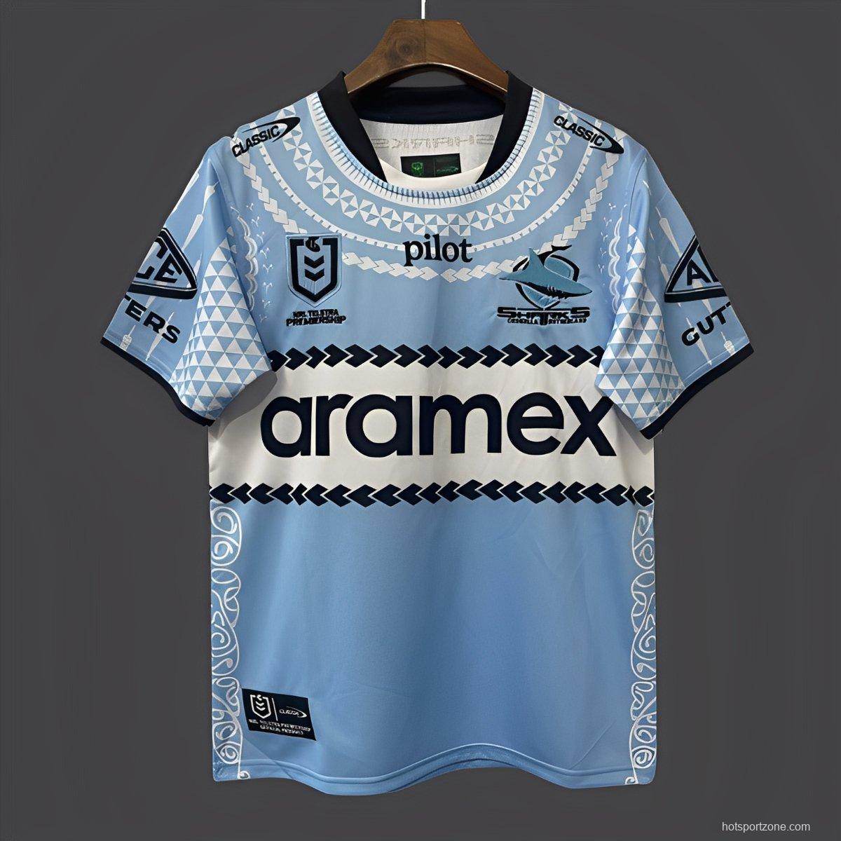 25/26 Cronulla-Sutherland Sharks Sky Blue with Indigenous Heritage Jersey