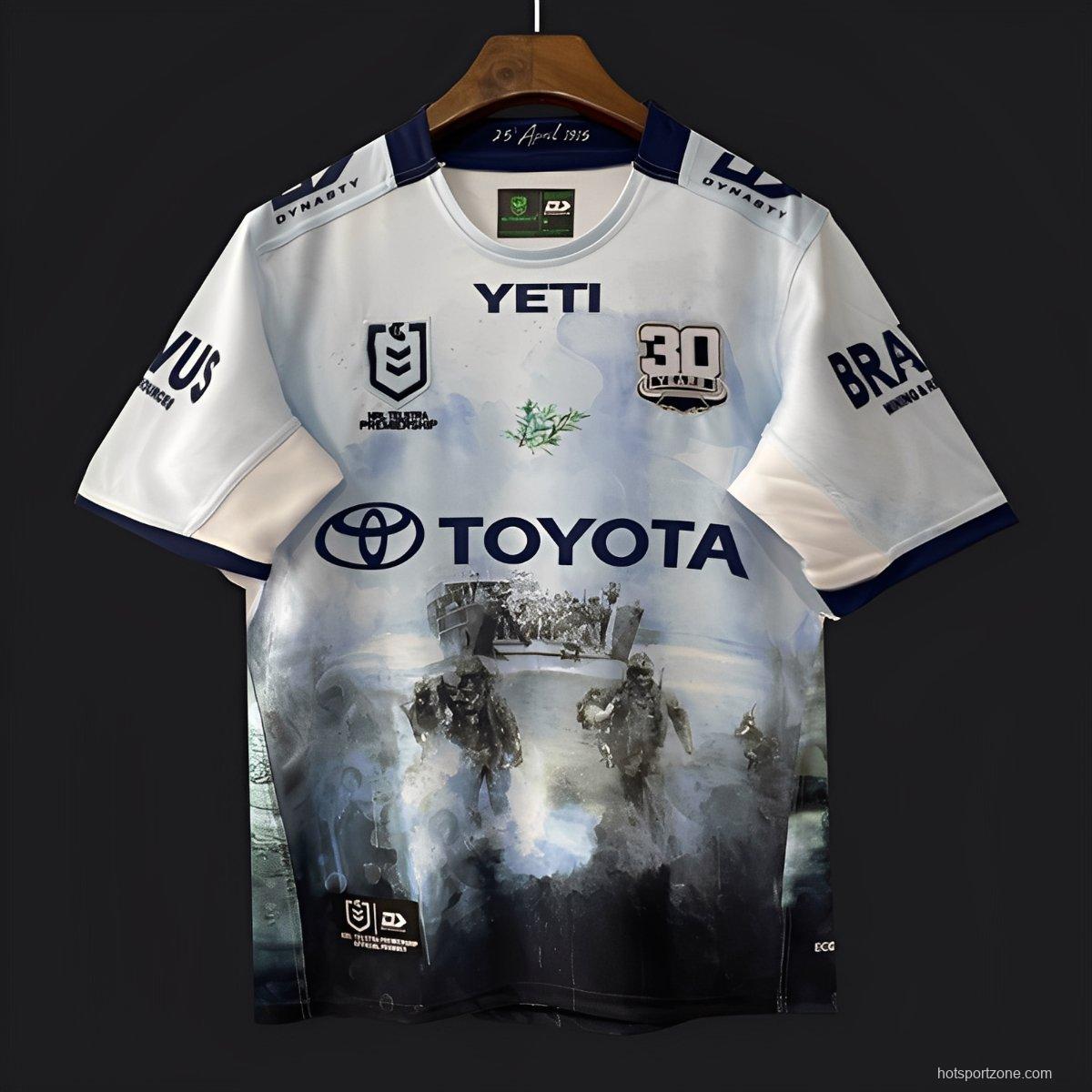 25/26 North Queensland Cowboys White with ANZAC Gallipoli Commemorative Jersey