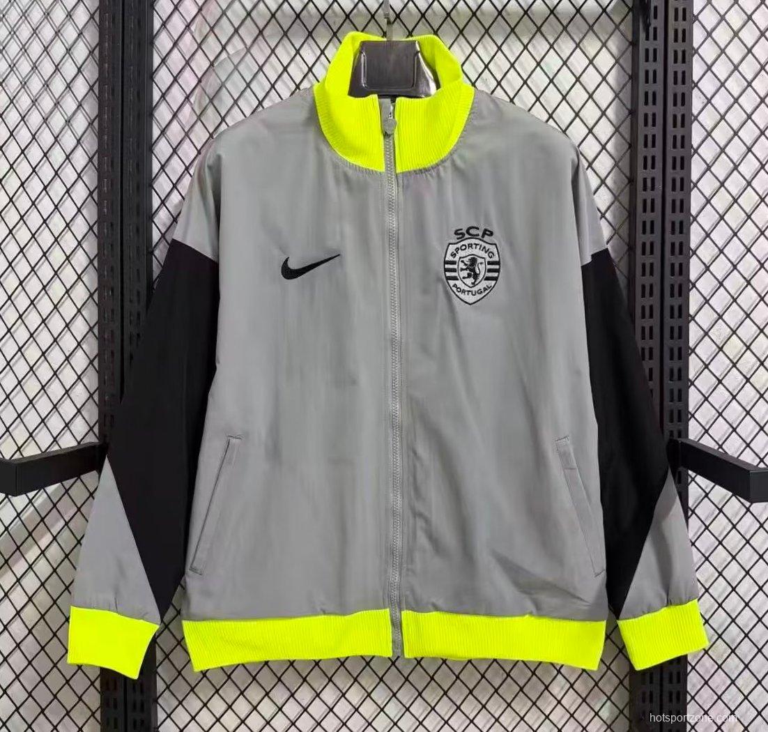 25/26 Sporting CP Grey Full Zipper Windbreaker
