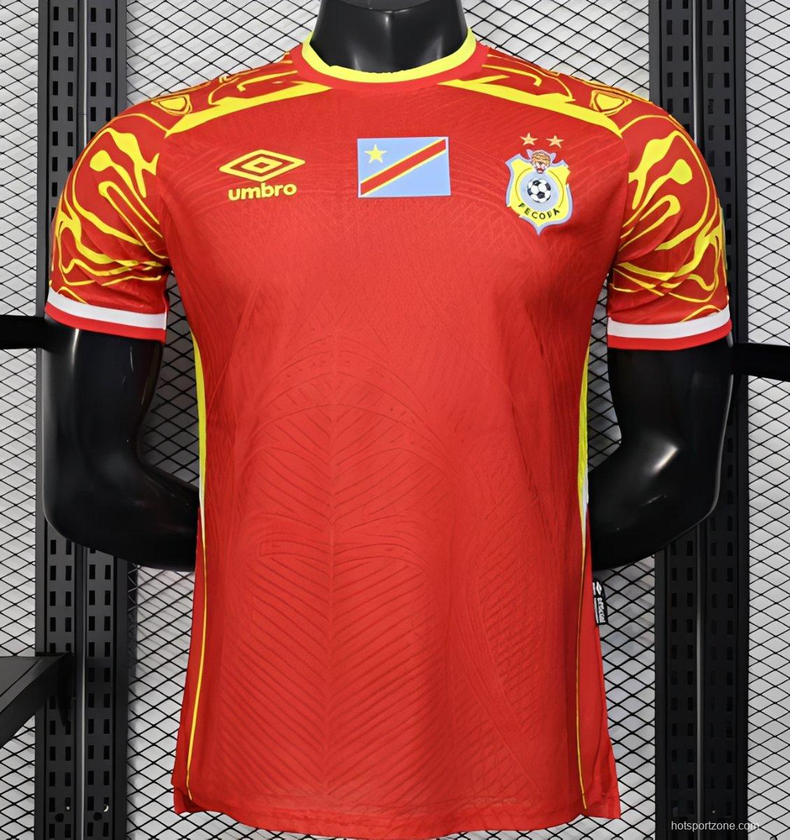 Player Version 2026 DR Congo Away Red Yellow Flame Jersey