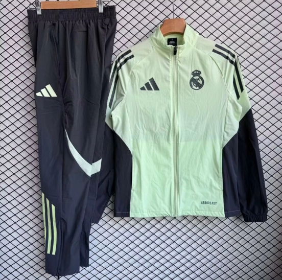 25/26 Real Madrid Green with Grey Full zipper Jacket Tracksuit+ long pants