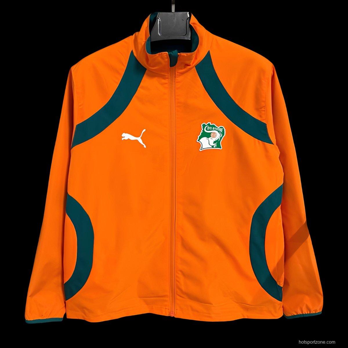 2026 Ivory Costa Orange Full Zipper Windbreaker