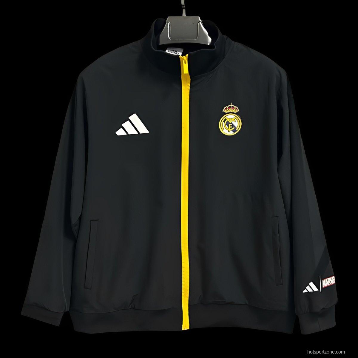 25/26 Real Madrid Marvel Black Full Zipper Windbreaker