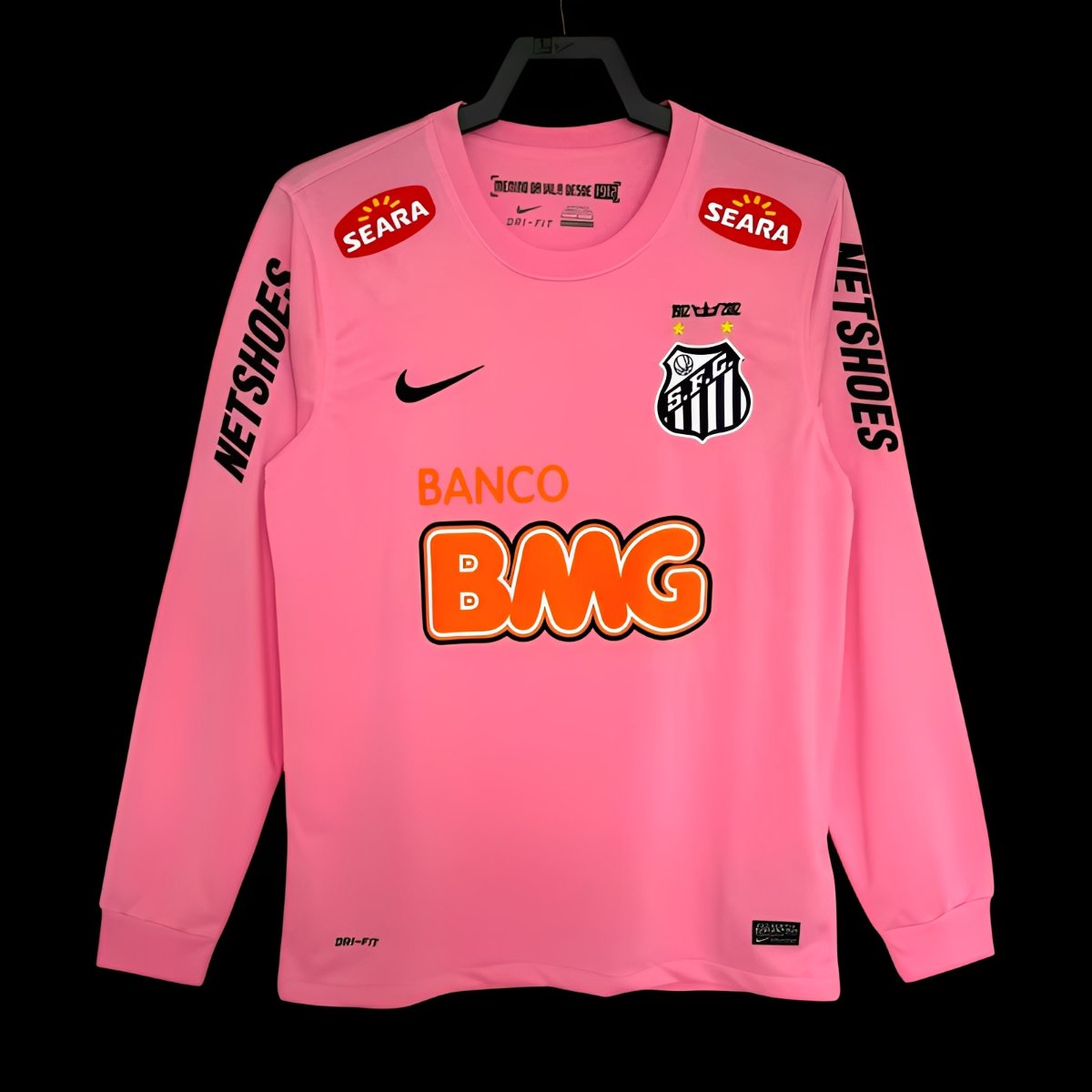 Retro 12/13 Santos Away Pink Long Sleeve Jersey