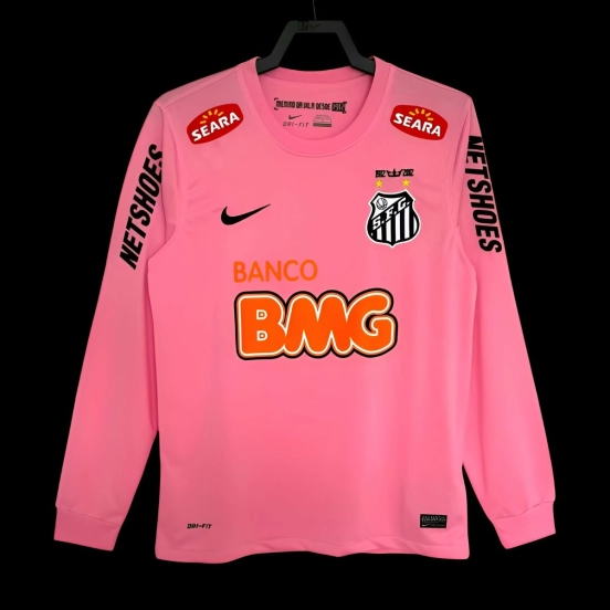 Retro 12/13 Santos Away Pink Long Sleeve Jersey