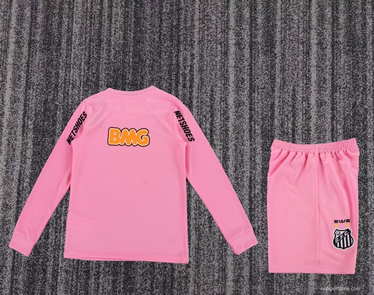 Retro 12/13 Kids Santos Away Pink Long Sleeve Jersey