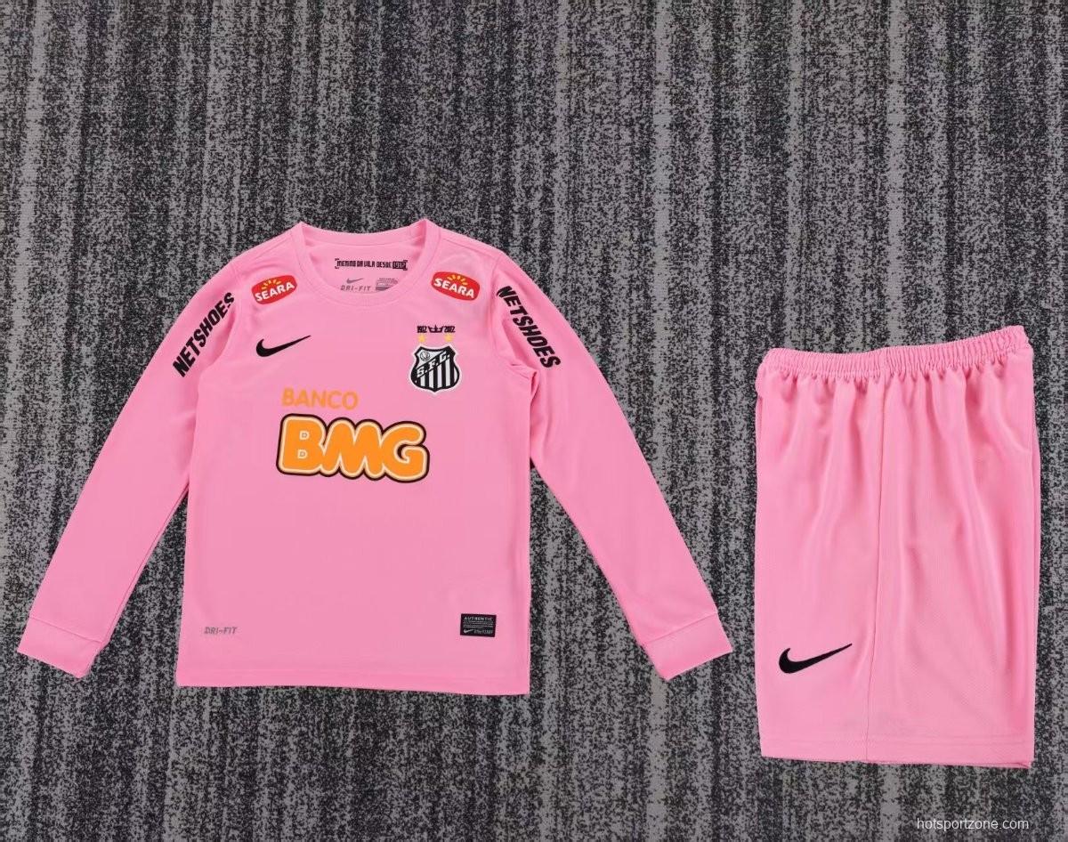 Retro 12/13 Kids Santos Away Pink Long Sleeve Jersey