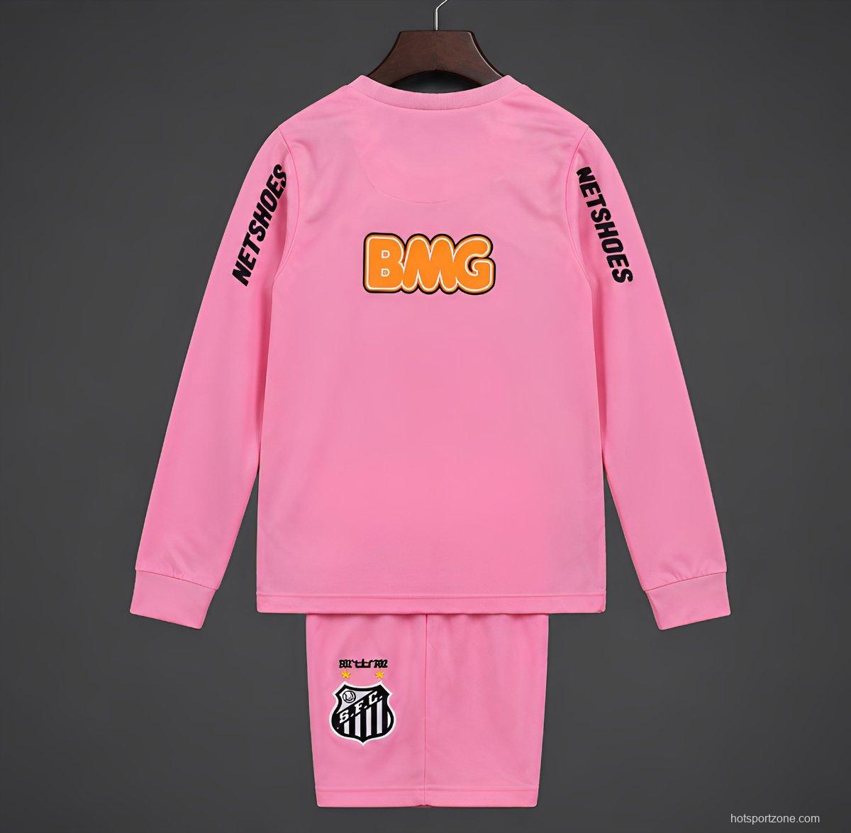 Retro 12/13 Kids Santos Away Pink Long Sleeve Jersey