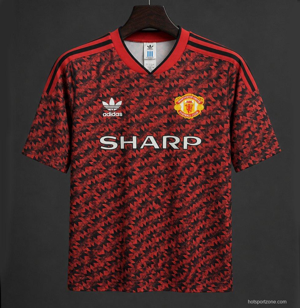 26/27 Manchester Untied 1990–92 Away Red/Black Remake Jersey