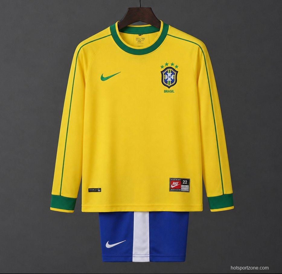 Retro 1998 Brazil Home Long Sleeve Jersey