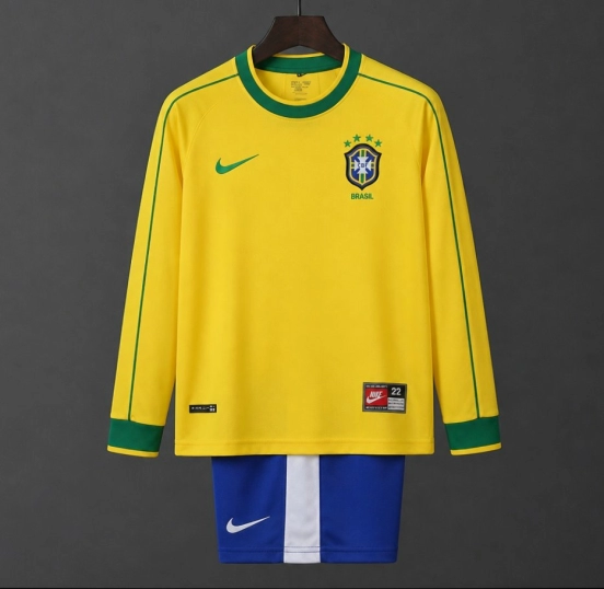 Retro 1998 Brazil Home Long Sleeve Jersey