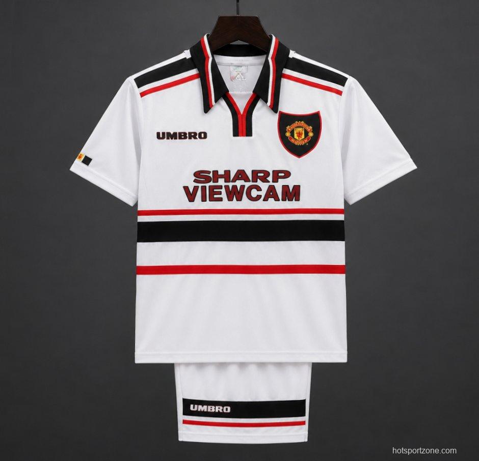 Retro Kids 98/99 Manchester United White Away Jersey
