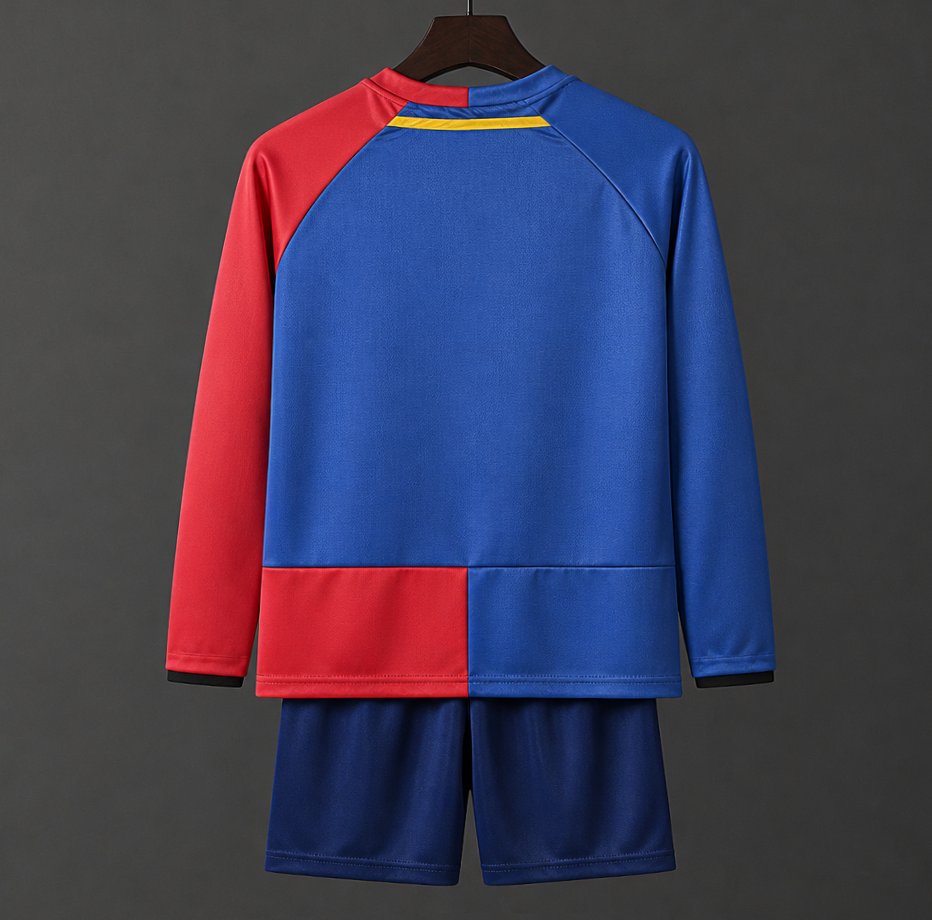Retro Kids 08/09 Barcelona Home Champions Long Sleeve Jersey