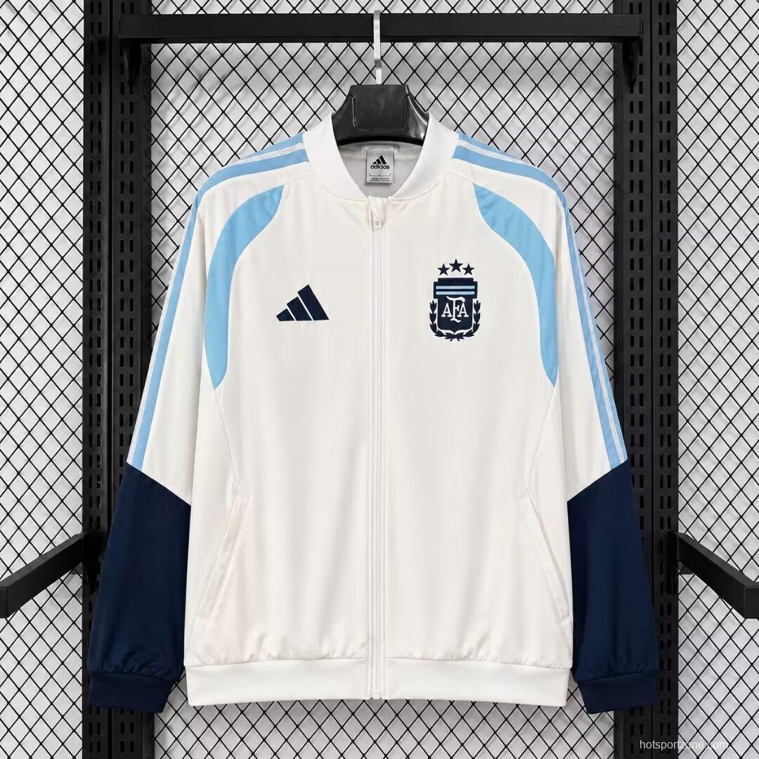 2026 Argentina White Full Zipper Windbreaker