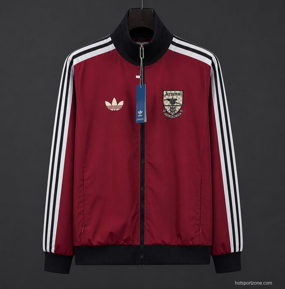26/27 Arsenal Track Jacket Burgundy Black Full Zipper Windbreaker
