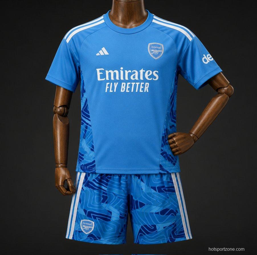 26/27 Kids Arsenal Away Blue Goalkeeper Jersey