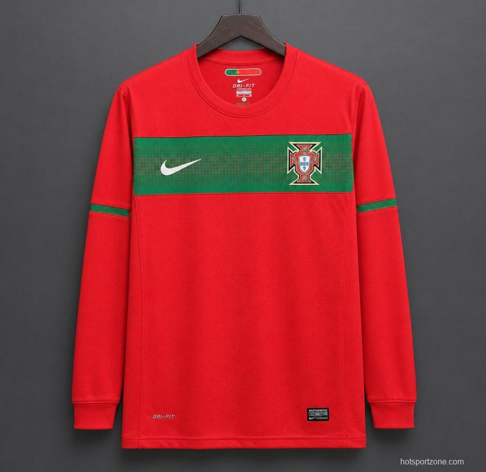 Retro  2010 Portugal Home Long Sleeve Jersey