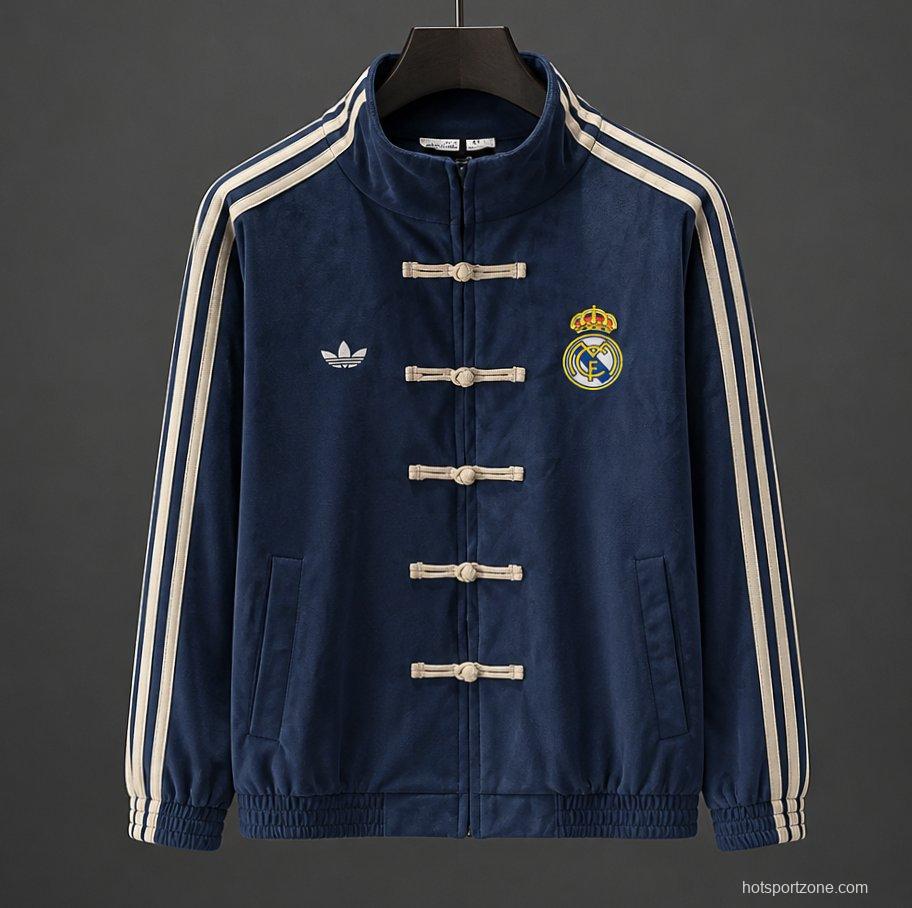 Retro 06/07 Real Madrid Navy Blue Chinese Button Jacket
