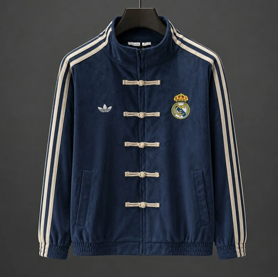 Retro 06/07 Real Madrid Navy Blue Chinese Button Jacket