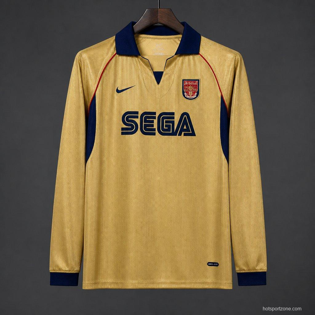 26/27 Arsenal Vintage 2001/02 Remake Gold Long Sleeve Away Jersey