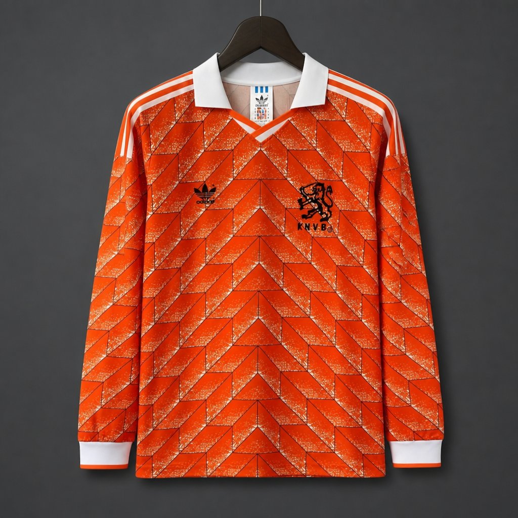 Retro 1988 Netherlands Home Long Sleeve Jersey