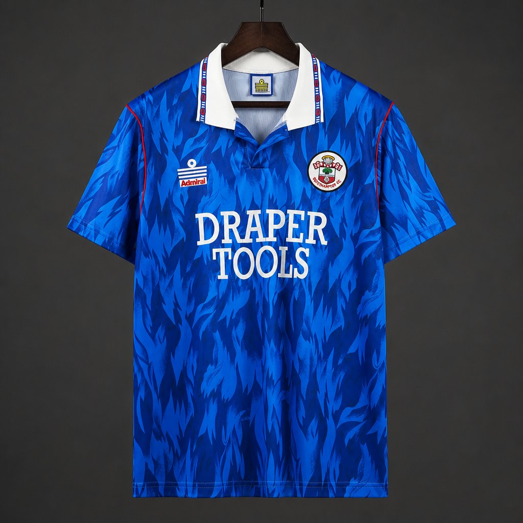Retro 90/91 Southampton FC Blue with Flame Pattern Away Jersey