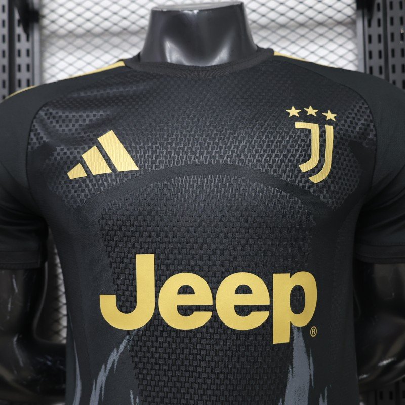 Player Version 26/27 Juventus Black & Gold with Flame Pattern Third Jersey
