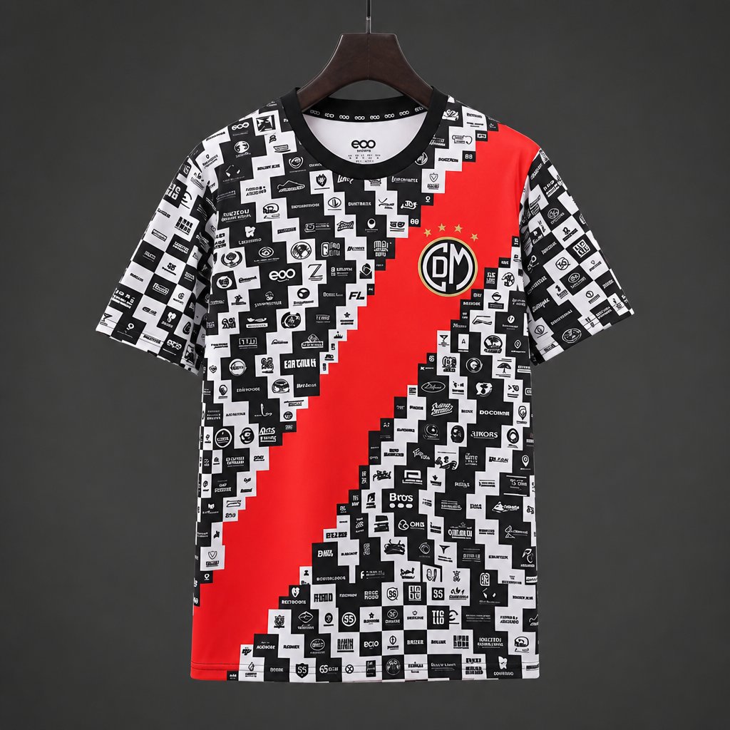 26/27 Deportivo Toluca Red & Black & White All-Over Sponsors Print Special Edition Jersey