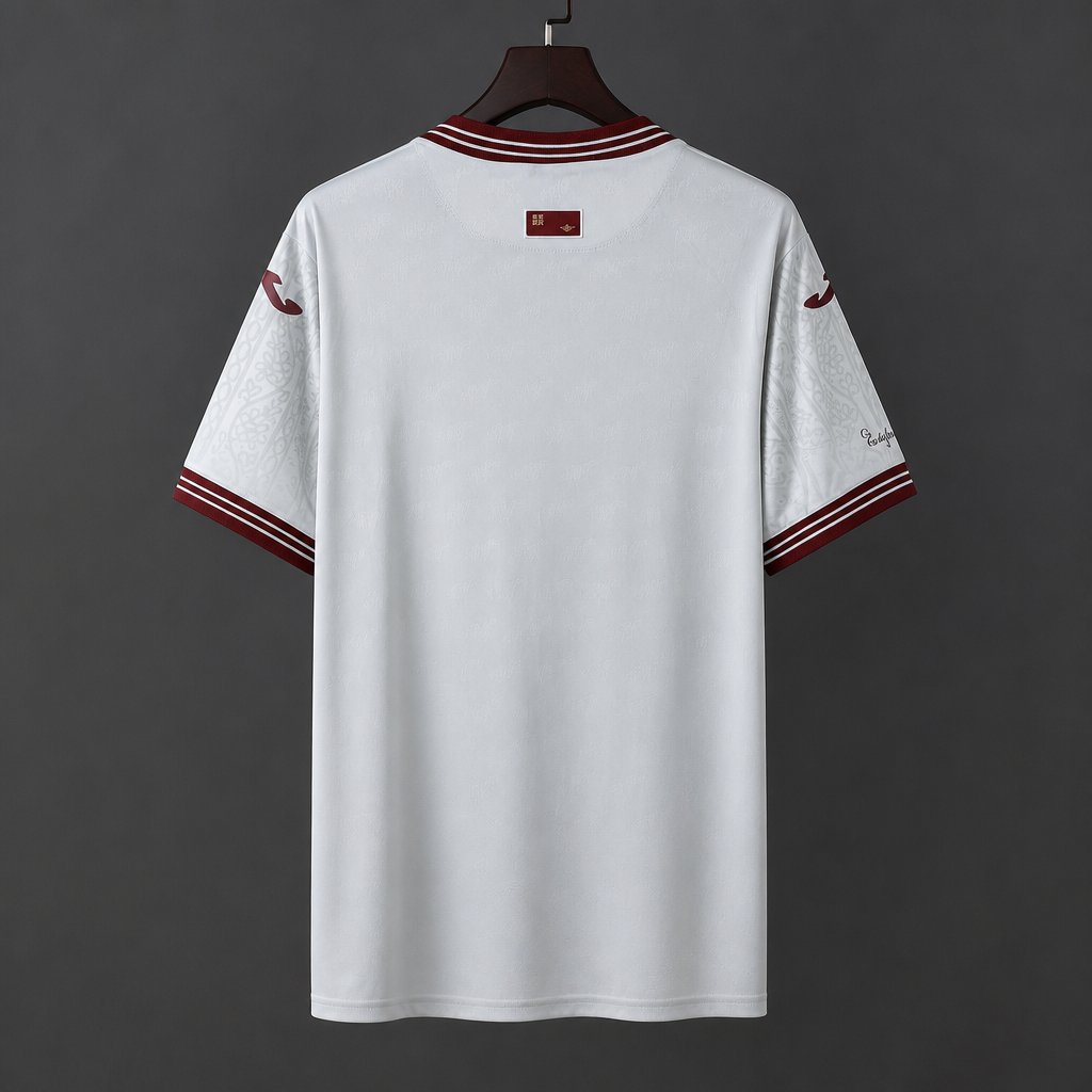 26/27 Real Murcia CF White with Maroon Baroque Pattern Away Jersey
