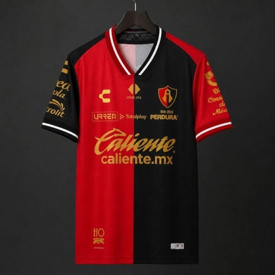 2026 Atlas FC Red & Black Vertical Half Split 110th Anniversary Home Jersey