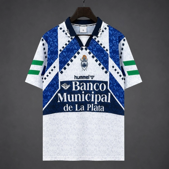 Retro 96/97 La Plata Home White Blue Jersey
