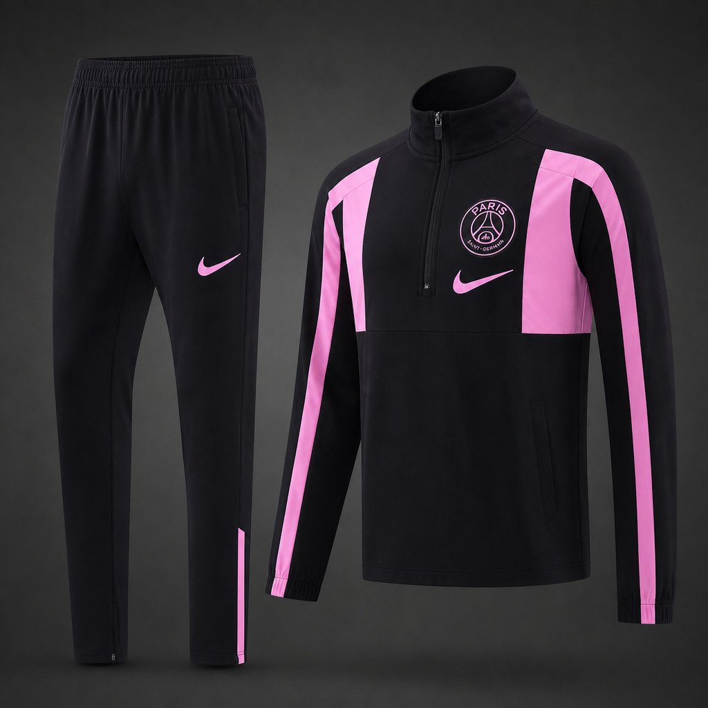 26/27 PSG Black/Pink Full Zipper Windbreaker+ Long Pants